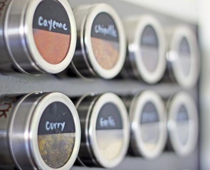 Kitchen jars on a rail